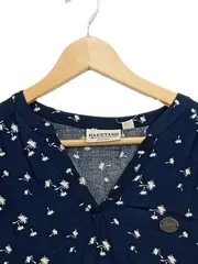 Vorschaubild 3 von Damen Bluse Gr. 38/M Blau Blumenmuster Casual Viskose 3/4-Arm