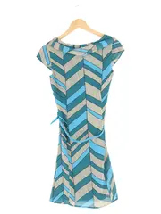 Vorschaubild 2 von Damen Freizeitkleid Gr. 34 Blau Grafisch Midikleid Bohemian Vintage