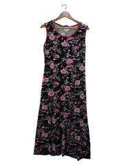 Vorschaubild 1 von Damen Sommerkleid XL Blumenmuster Schwarz Rosa Viskose