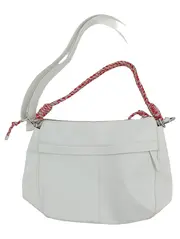 Vorschaubild 1 von Damen Umhängetasche Weiß Leder Geflochten Rot Schultertasche