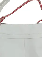 Vorschaubild 2 von Damen Umhängetasche Weiß Leder Geflochten Rot Schultertasche