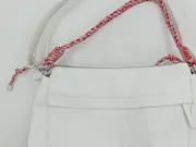 Vorschaubild 6 von Damen Umhängetasche Weiß Leder Geflochten Rot Schultertasche