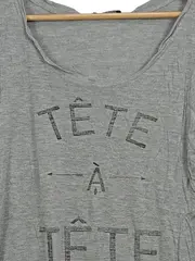 Vorschaubild 2 von Damen T-Shirt Grau Tête à Tête Print Gr. M Casual V-Ausschnitt