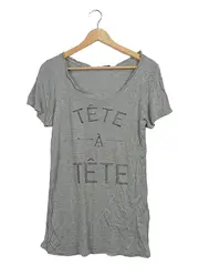Vorschaubild 1 von Damen T-Shirt Grau Tête à Tête Print Gr. M Casual V-Ausschnitt