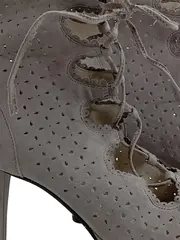 Vorschaubild 2 von Stiefeletten Damen Gr. 39 Grau Leder Lochmuster Schnürung