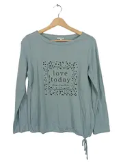 Vorschaubild 1 von Damen Langarmshirt Petrol Gr. 36/S mit "love today" Print