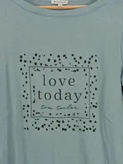 Vorschaubild 3 von Damen Langarmshirt Petrol Gr. 36/S mit "love today" Print