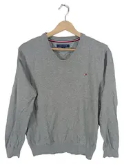 Vorschaubild 1 von Herren Pullover V-Ausschnitt Grau Gr. S Baumwolle