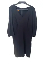 Vorschaubild 1 von Damen Midikleid Gr. 38 Schwarz V-Ausschnitt