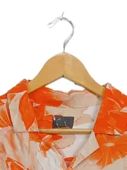 Vorschaubild 3 von Herren Freizeithemd Blumenmuster Orange Gr. L Viskose Hawaii