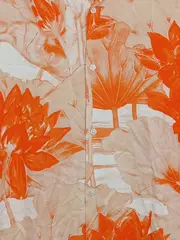 Vorschaubild 2 von Herren Freizeithemd Blumenmuster Orange Gr. L Viskose Hawaii