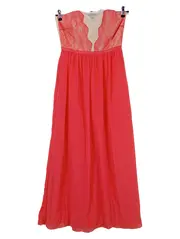 Vorschaubild 1 von Damen Abendkleid Rot Elegant Spitze Maxikleid Gr. 36 S