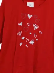 Vorschaubild 2 von Damen Langarmshirt Rot Herz-Print Gr. 46/48 Charmant