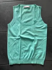 Vorschaubild 5 von Damen Strick Pullunder Gr. M Türkis Baumwolle Ärmellos Top