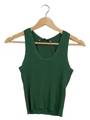 Vorschaubild 1 von Damen Rippstrick Crop Top Tanktop Grün Gr. S Basic