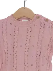 Vorschaubild 4 von Strickpullover Mädchen Gr. 68 Rosa Feminin Lochmuster Baby