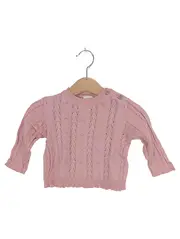Vorschaubild 1 von Strickpullover Mädchen Gr. 68 Rosa Feminin Lochmuster Baby
