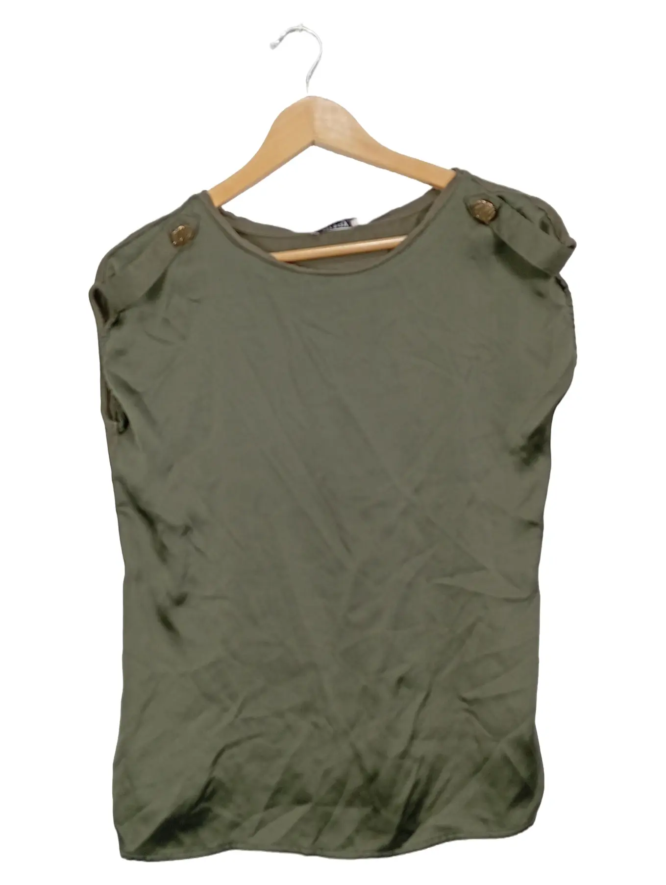 ORSAY Damen Bluse Ärmellos Oliv Schulterdetails Gr. 36/S