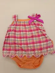 Vorschaubild 1 von Mädchen Freizeitkleid Gr. 62 Pink Orange Kariert Feminin Baumwolle