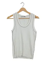 Vorschaubild 1 von Damen Tank Top Stricktop Ärmellos Weiß Gr. M Kontrast-Naht