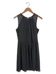 Vorschaubild 1 von Damen festliches Kleid Gr. 40 L Schwarz Elegant Spitze Perlen Midi