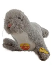 Vorschaubild 1 von Robbe Olly Plüschtier Kuscheltier grau Knopf im Ohr vintage