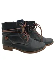 Vorschaubild 1 von Damen Schnürstiefeletten Blau Gr. 41 Lederoptik Boots