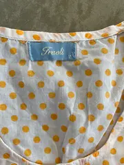 Vorschaubild 2 von Freoli Mädchen Bluse Langarm Punkte Weiß Gelb Gr. 98 Retro