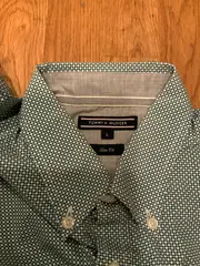 Vorschaubild 2 von Herren Freizeithemd Langarm Slim Fit Gr. L Grün Gemustert
