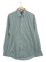 Vorschaubild 1 von Herren Freizeithemd Langarm Slim Fit Gr. L Grün Gemustert