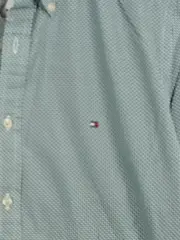 Vorschaubild 3 von Herren Freizeithemd Langarm Slim Fit Gr. L Grün Gemustert