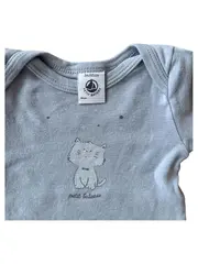 Vorschaubild 2 von Baby Body Langarm Gr. 60/62 Blau Katze Motiv Baumwolle
