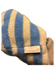 Vorschaubild 4 von Fleecemütze Kinder Bommel Blau Grau Gestreift Bindebänder