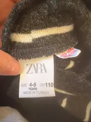 Vorschaubild 2 von Kinder Pullover Gr. 110 Grau Gestreift Rollkragen Langarm Basic