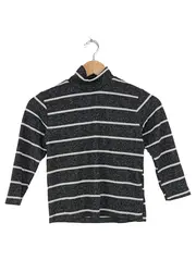 Vorschaubild 1 von Kinder Pullover Gr. 110 Grau Gestreift Rollkragen Langarm Basic