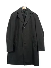 Vorschaubild 1 von Herren Wollmantel Gr. 50 Grau Fischgrät Klassisch Winter