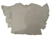 Vorschaubild 3 von Damen Bluse Rüschenärmel Leinen Weiß Gr. S Cropped Top
