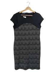Vorschaubild 1 von Bleistiftkleid Damen Kariert Business Büro Kleid Gr. L Schwarz