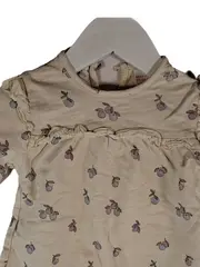 Vorschaubild 3 von Baby Mädchen Langarmshirt Gr. 68 Beige Kirschenmuster Rüschen