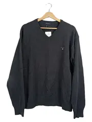 Vorschaubild 1 von Pullover Herren L Baumwolle Grau V-Ausschnitt Langarm Alltag