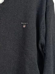 Vorschaubild 3 von Pullover Herren L Baumwolle Grau V-Ausschnitt Langarm Alltag