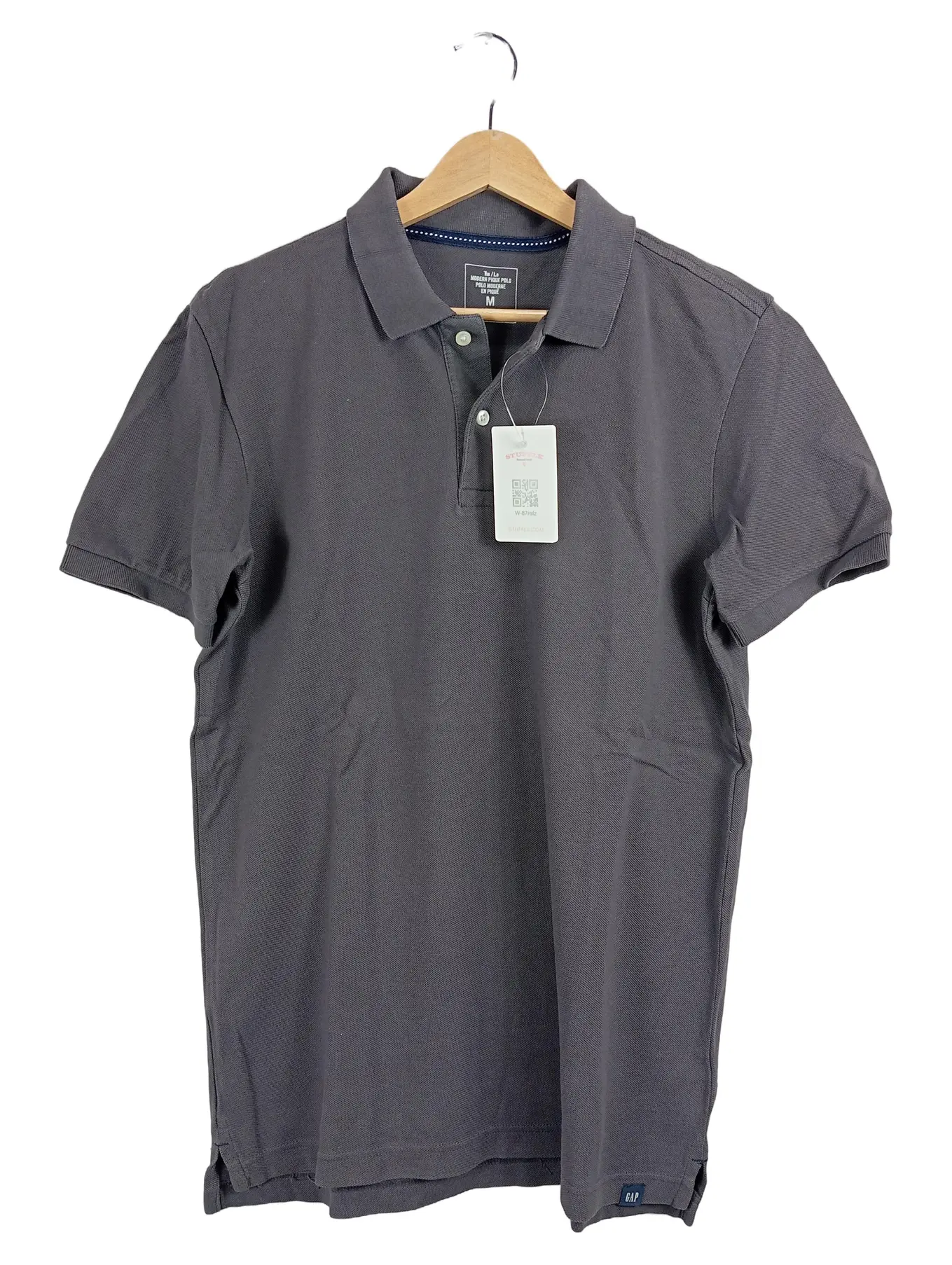 GAP Herren Poloshirt Kurzarm Pique Grau Gr. M Baumwolle Casual
