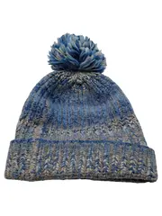 Vorschaubild 1 von Bommelmütze Strickmütze Damen Blau Grau Meliert Wintermütze