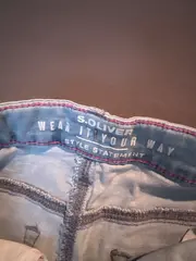 Vorschaubild 6 von Mädchen Jeans Shorts Gr. 164 Hellblau Häkelborte Pink