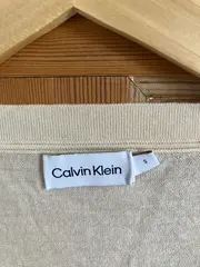 Vorschaubild 3 von Damen Pullover V-Ausschnitt Beige Gr. S Baumwolle Basic