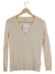 Vorschaubild 1 von Damen Pullover V-Ausschnitt Beige Gr. S Baumwolle Basic