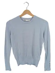 Vorschaubild 2 von Damen Pullover Langarm Feinstrick Hellblau Gr. S 36 Zierknöpfe