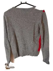 Vorschaubild 2 von Damen Pullover Argyle Wolle Gr. M Grau Rot