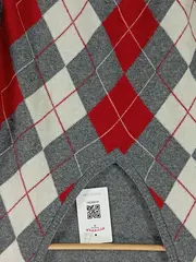 Vorschaubild 4 von Damen Pullover Argyle Wolle Gr. M Grau Rot