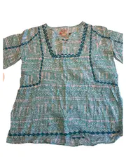 Vorschaubild 1 von Pepe Jeans Mädchen Bluse Türkis Gr. 164 Baumwolle 3/4-Arm Floral Stickerei